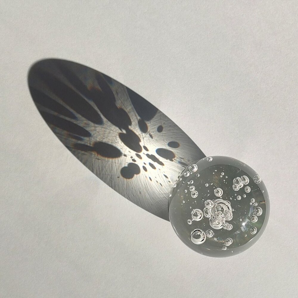Murano Style Clear Glass Sphere Paperweight with Controlled Bubbles